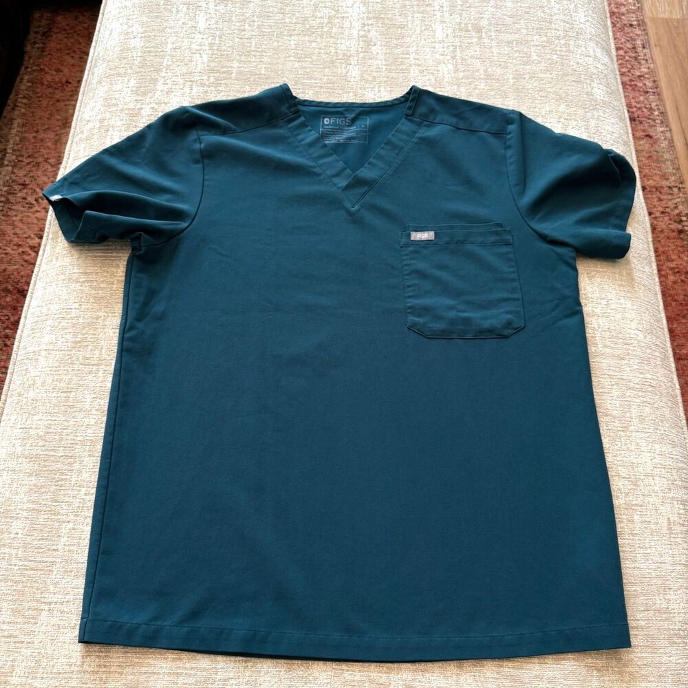 Figs Scrubs Top Technical Collection Size Medium Womens Turquoise